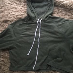 Olive green crop hoodie